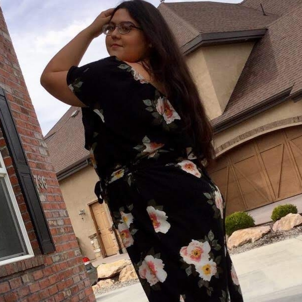 Rue 21 black floral jumpsuit